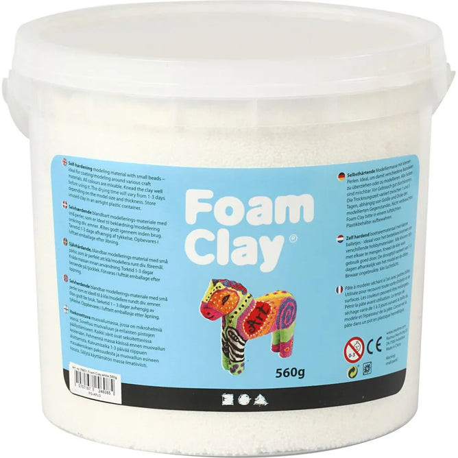 Self-Hardening Modelling Polystyrene Foam Clay Buckets 560G Each - 12 Beautiful Colours