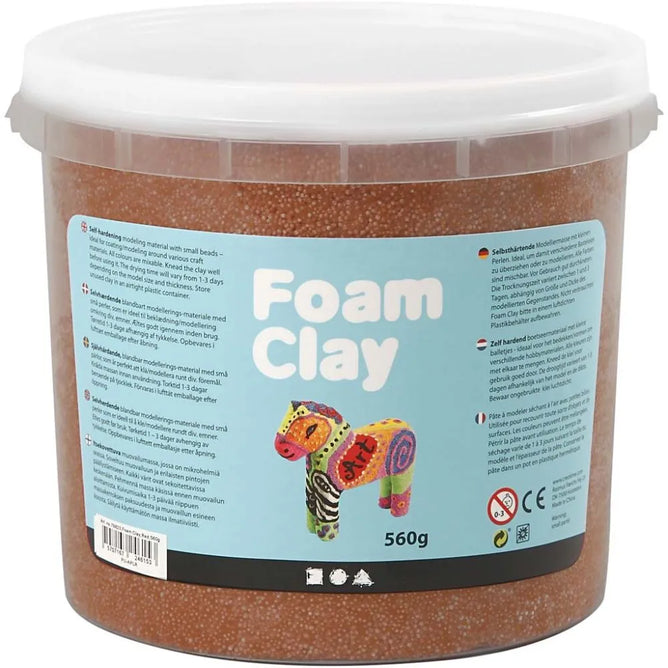 Self-Hardening Modelling Polystyrene Foam Clay Buckets 560G Each - 12 Beautiful Colours