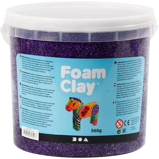 Self-Hardening Modelling Polystyrene Foam Clay Buckets 560G Each - 12 Beautiful Colours