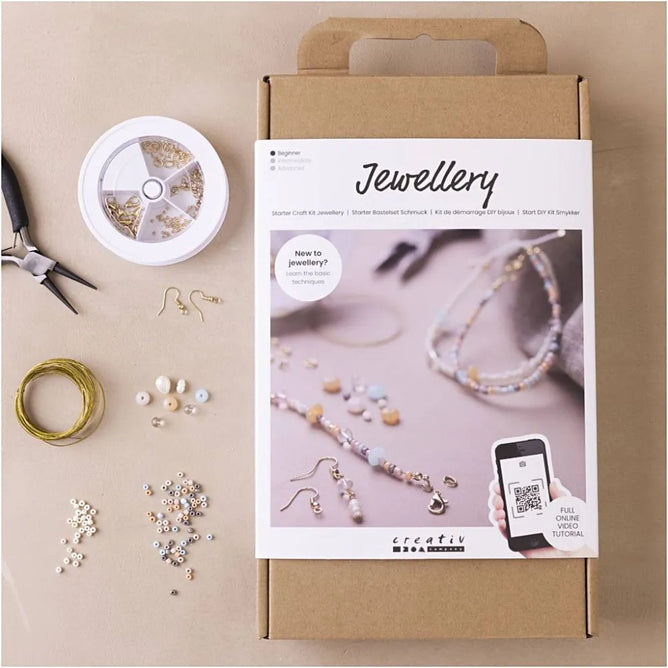 Starter Jewellery Craft Kit With Freshwater Pearls, Glass Beads, Rocaille Seed Beads