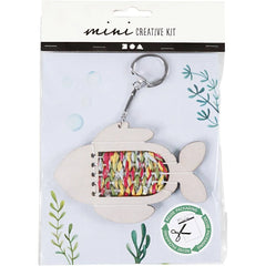 DIY Wooden Fish Keyring Weaving Kit – Create a Handmade Keyring with Paper String & Wire