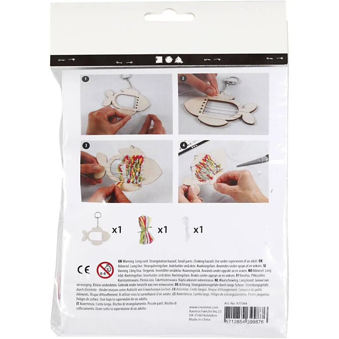 DIY Wooden Fish Keyring Weaving Kit – Create a Handmade Keyring with Paper String & Wire