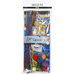 Children's All-in-One Space Craft Kit – Glitter Paper Pom-Poms Pipe Cleaners & More for Creative Projects
