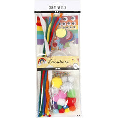Children's All-in-One Rainbow Craft Kit – Glitter Paper Pom-Poms Pipe Cleaners & More for Creative Projects