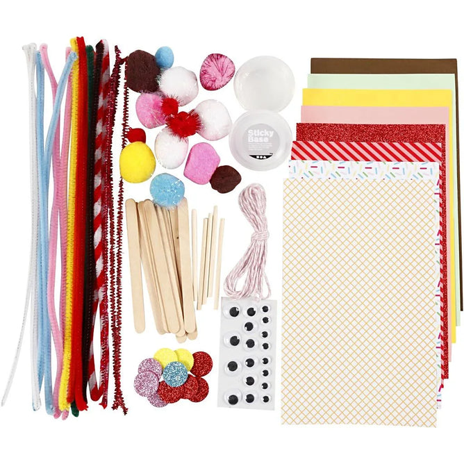All-in-One Kids’ Craft Kit – Glitter Paper, Pom-Poms & Pipe Cleaners for Creative Fun