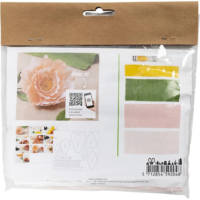 Peony Flower Crepe Paper Craft Kit | All Materials & Instructions