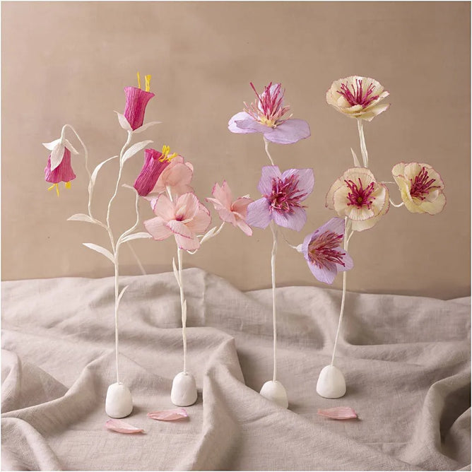 Crepe Paper Flowers in Clay | Mini Craft Kit All Materials & Instructions