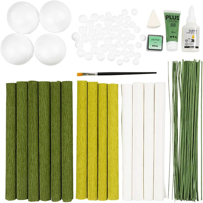 Flower Bouquet Pastel Green Maxi Crepe Paper Kit | All Materials & Instructions