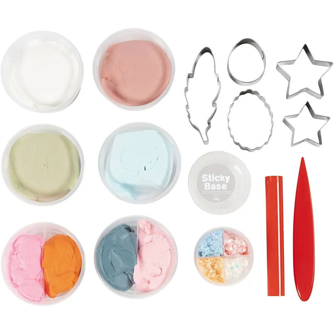 DIY Silk Clay Flower Modelling Art Kit -  Craft Stunning 3D Floral Decorations with Glitter Clay & Tools