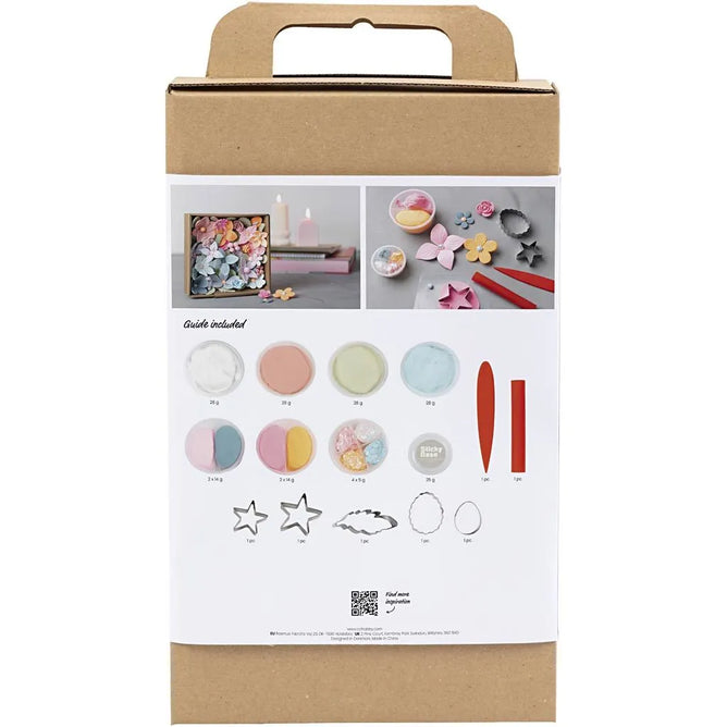 DIY Silk Clay Flower Modelling Art Kit -  Craft Stunning 3D Floral Decorations with Glitter Clay & Tools