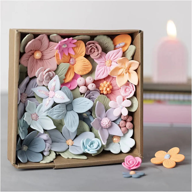 DIY Silk Clay Flower Modelling Art Kit -  Craft Stunning 3D Floral Decorations with Glitter Clay & Tools