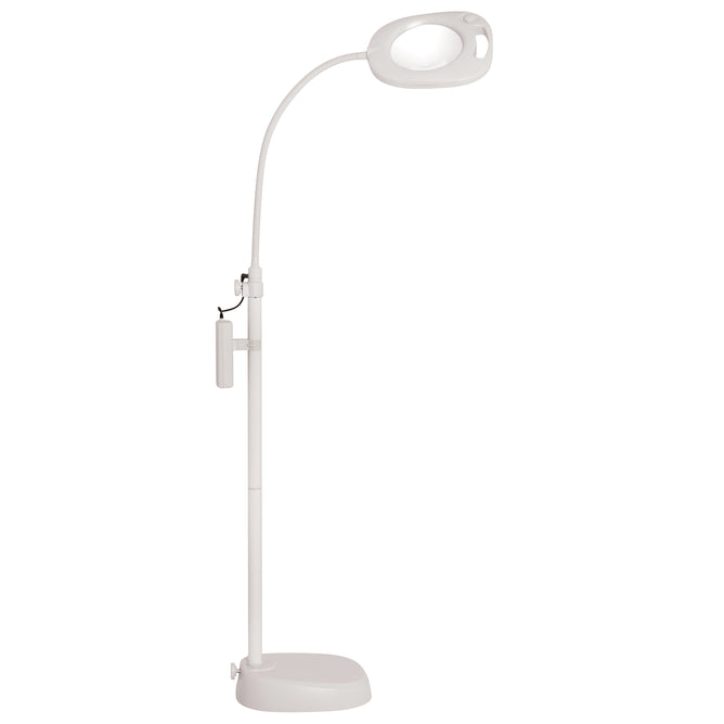 Three-in-One Magnifying Floor Table Lamp Flexible Arm 21 LED Lights Maximum Brightness Minimum Heat