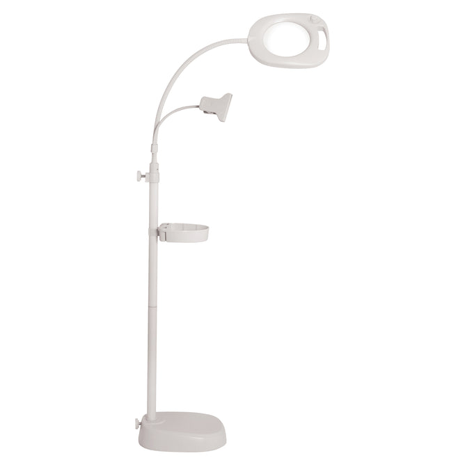 PURElite 4-in-1 Magnifying Floor Table Lamp Flexible Arm Tray 21 LED Lights Maximum Brightness