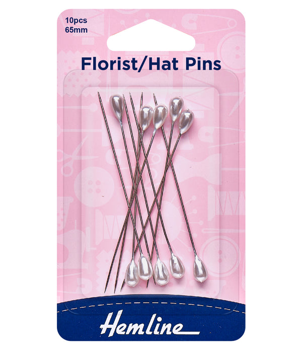 10 x Hemline Pins Florist-Hat 65mm Nickel Macramé Decor Crafts