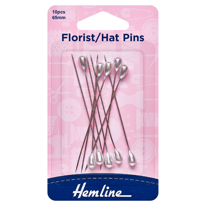 10 x Hemline Pins Florist-Hat 65mm Nickel Macramé Decor Crafts