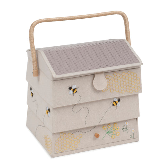 XL Beehive Sewing Box with Drawer - Extra Large Appliqué & Embroidered Storage
