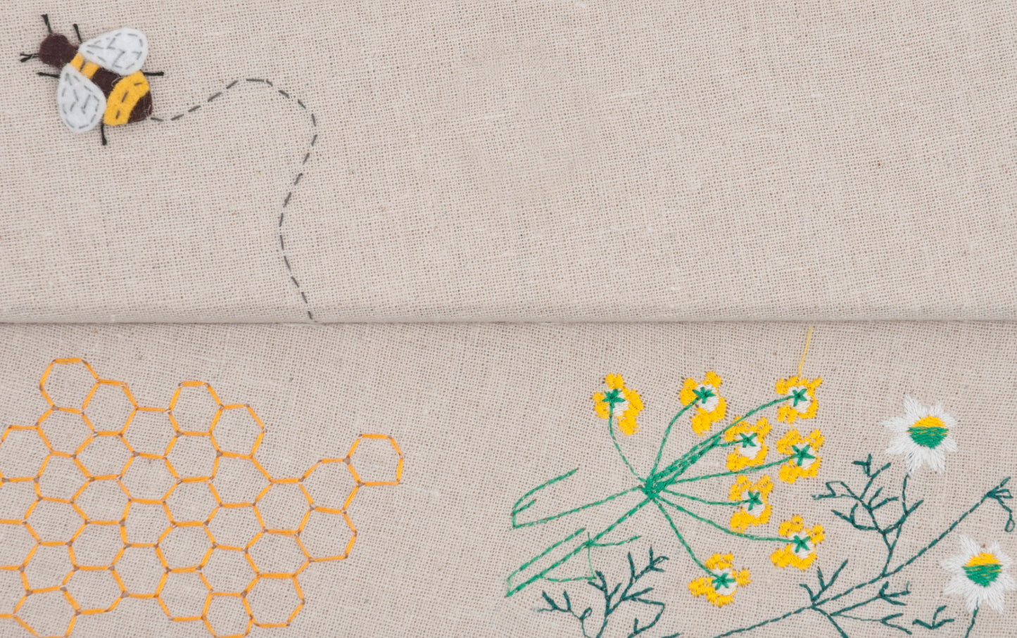 Beehive Sewing Box - Appliqué & Embroidered Linen Storage with Compartments