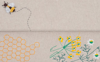 Beehive Sewing Box - Appliqué & Embroidered Linen Storage with Compartments