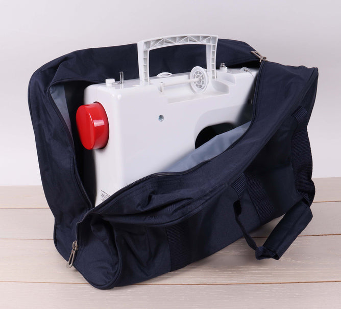 Sewing Accessories Storage Bag With Handle Zip Up Front Pocket Back Strap - Navy