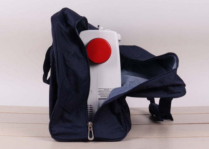 Sewing Accessories Storage Bag With Handle Zip Up Front Pocket Back Strap - Navy