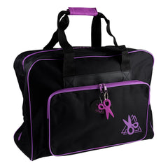 Black and Purple Sewing Accessories Storage Bag With Handle Zip Up Front Pocket Back Strap