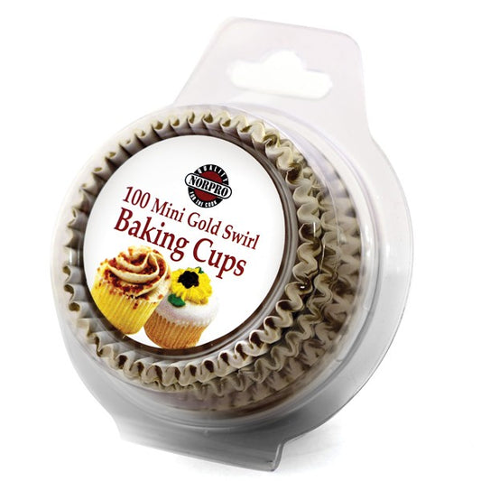 Gold Swirl Mini Baking Cups 100 Pack 1 Inch Paper Liners for Muffin Pans