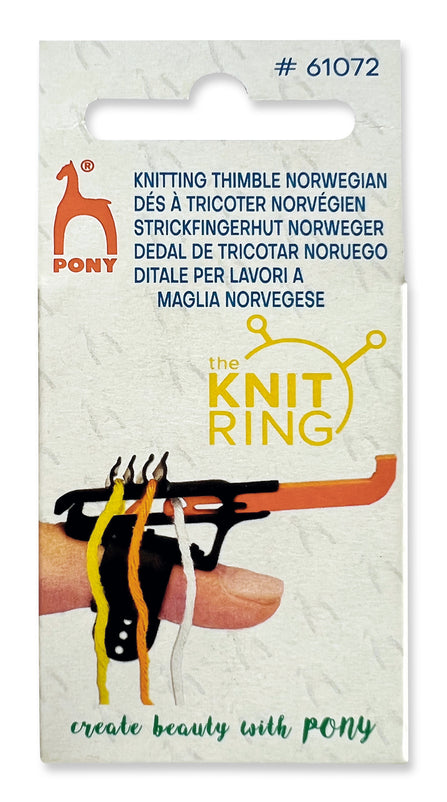 Pony Norwegian Knitting Thimble Tri-Colour Adjustable Strap Patented Knitting Accessory