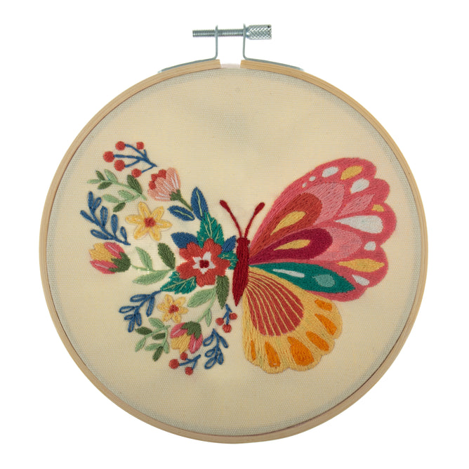 Trimits Butterfly Embroidery Kit with Hoop - All Materials & Instructions Included