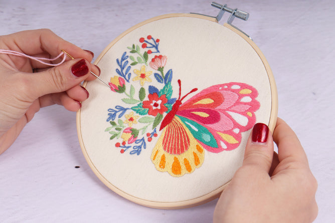 Trimits Butterfly Embroidery Kit with Hoop - All Materials & Instructions Included