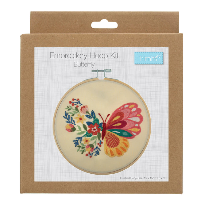 Trimits Butterfly Embroidery Kit with Hoop - All Materials & Instructions Included