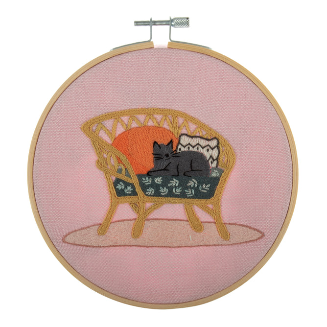 Trimits Cat Embroidery Kit with Hoop - All Materials & Instructions Included