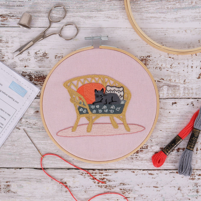 Trimits Cat Embroidery Kit with Hoop - All Materials & Instructions Included