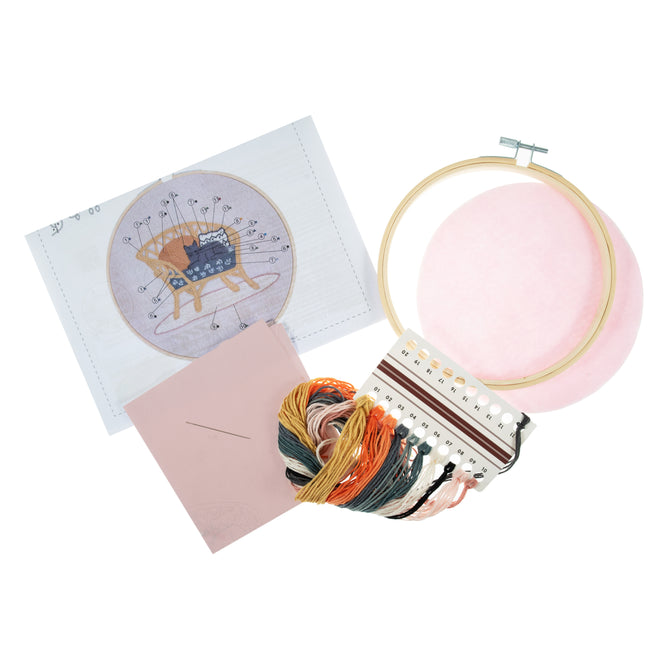 Trimits Cat Embroidery Kit with Hoop - All Materials & Instructions Included