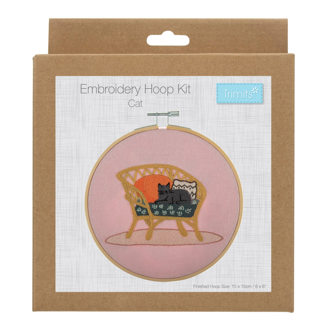 Trimits Cat Embroidery Kit with Hoop - All Materials & Instructions Included