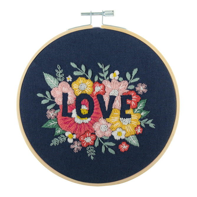 Trimits Love Embroidery Kit with Hoop - All Materials & Instructions Included