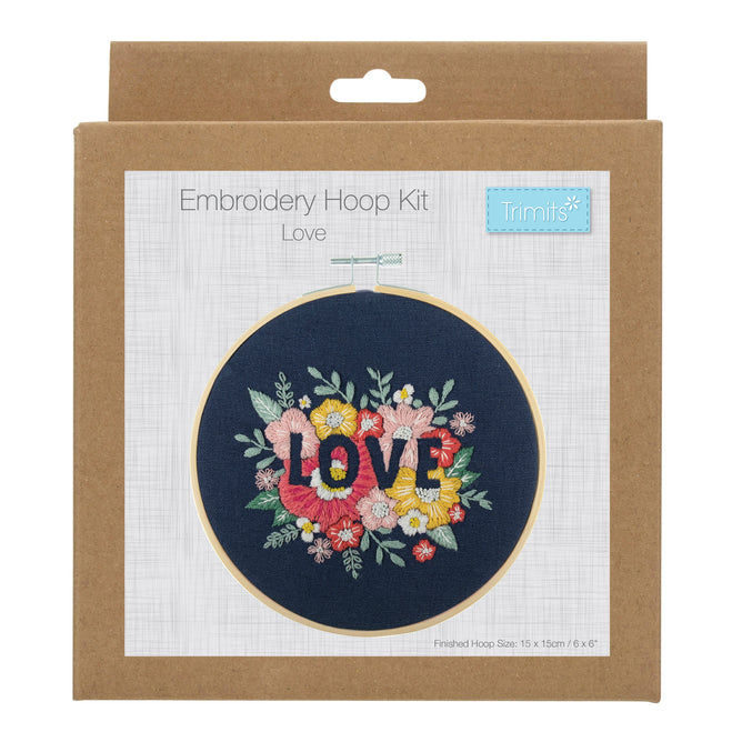 Trimits Love Embroidery Kit with Hoop - All Materials & Instructions Included