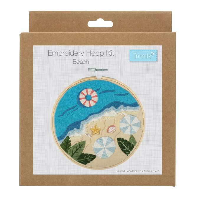 Serene Beach Embroidery Kit with Hoop - All Materials & Instructions Included