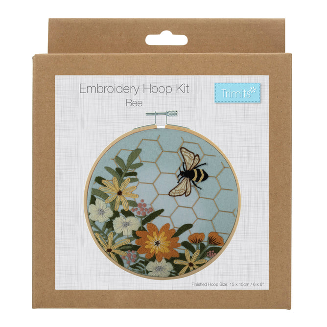 Trimits Bee Embroidery Kit with Hoop - All Materials & Instructions Included