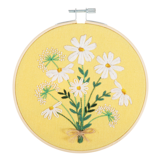 Trimits Daisies Embroidery Kit with Hoop - All Materials & Instructions Included