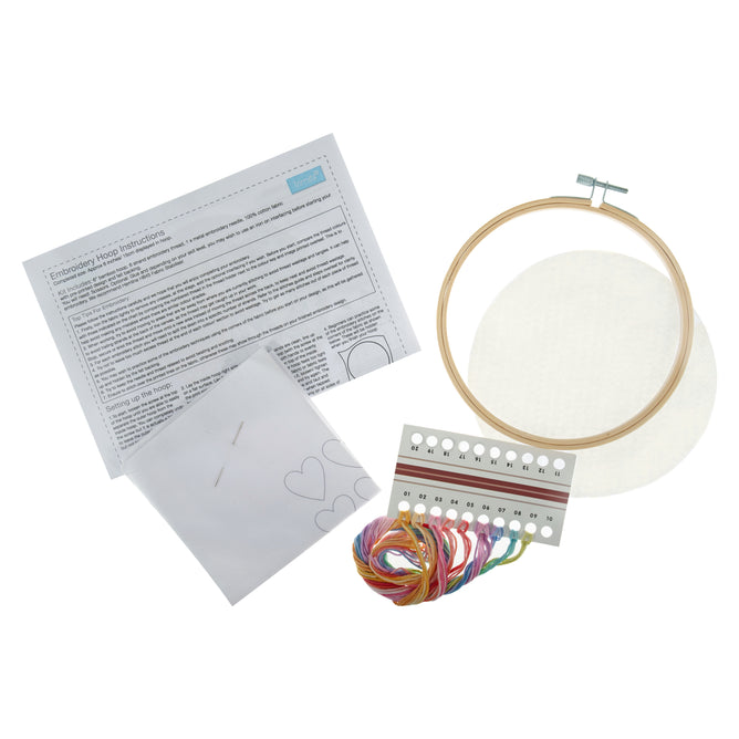 Trimits Ombre Hearts Embroidery Kit with Hoop - All Materials & Instructions Included