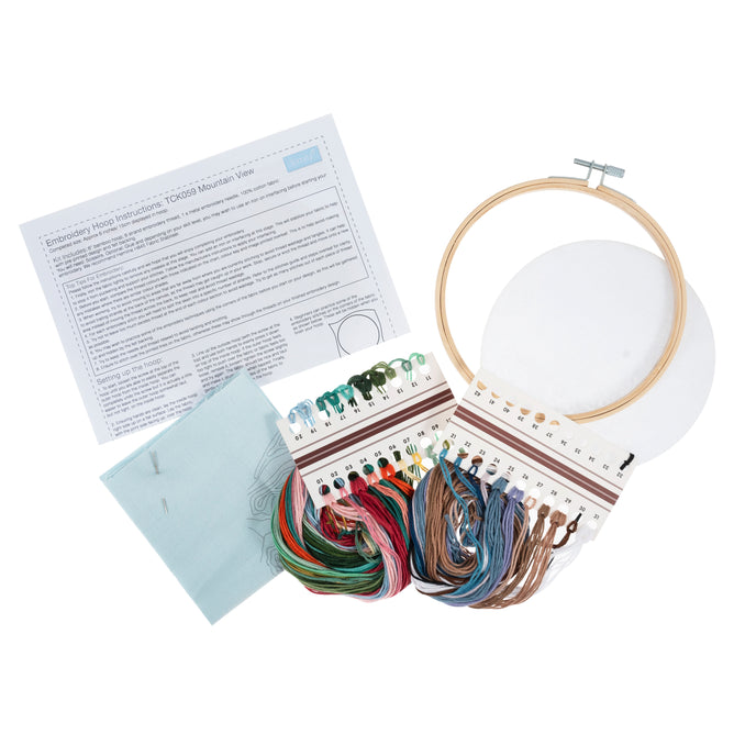 Trimits Mountain View Embroidery Kit with Hoop - All Materials & Instructions Included