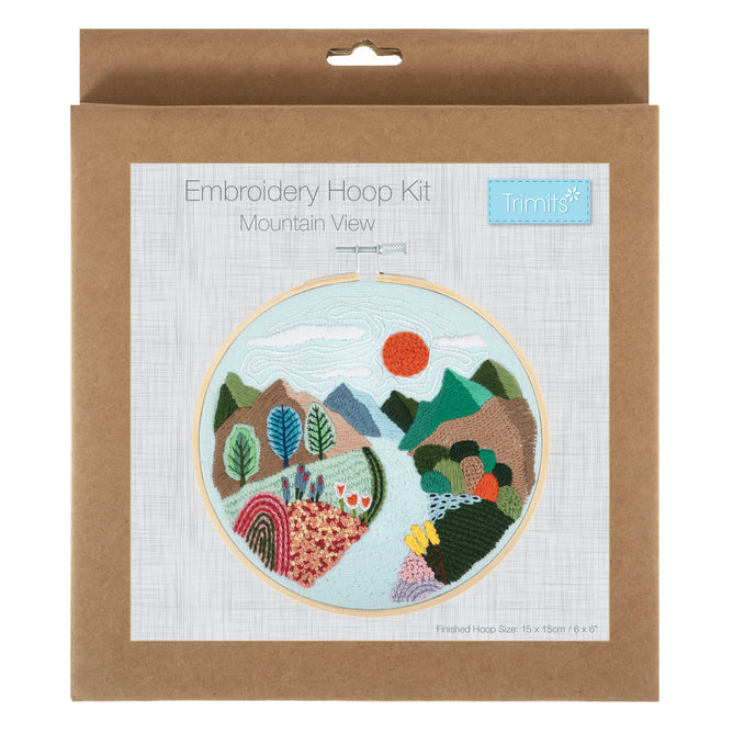 Trimits Mountain View Embroidery Kit with Hoop - All Materials & Instructions Included