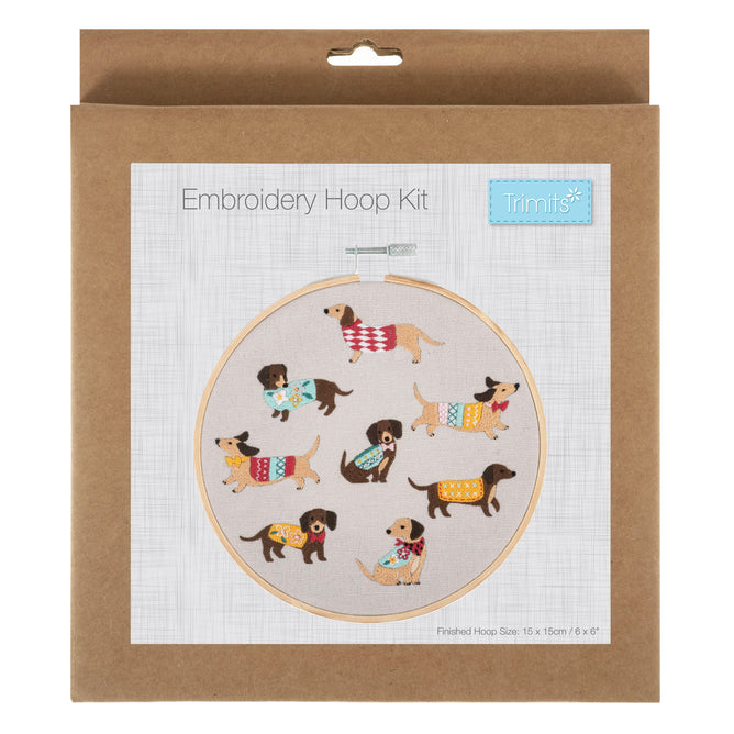 Trimits Dogs Embroidery Kit with Hoop - All Materials & Instructions Included