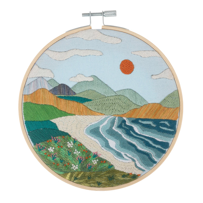 Trimits Coast Embroidery Kit with Hoop - All Materials & Instructions Included