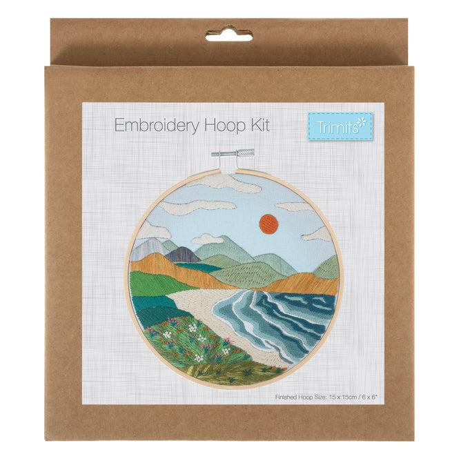 Trimits Coast Embroidery Kit with Hoop - All Materials & Instructions Included