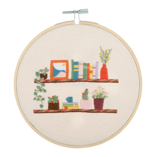 Trimits Floral Shelf Embroidery Kit with Hoop - All Materials & Instructions Included