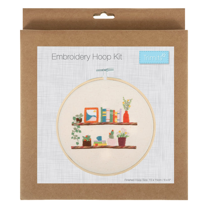 Trimits Floral Shelf Embroidery Kit with Hoop - All Materials & Instructions Included