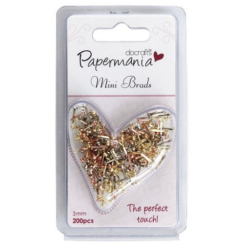 Mini Brads Metallics 200 Pack Assorted Gloss for Card Making Scrapbooking