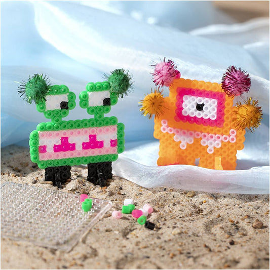 All - in - One 3D Monster Fuse Bead Kit for Kids - Create Stand - Up Figures with Pom - Poms & Pegboards - Home - Crafts