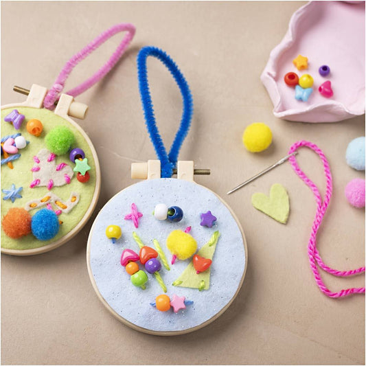 All - in - One Beginner Embroidery Kit for Kids - Create Colorful Hanging Decorations with Felt and Yarn - Home - Crafts